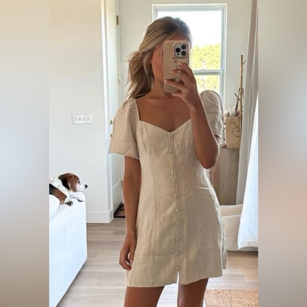 Angel sleeve linen, mini dress